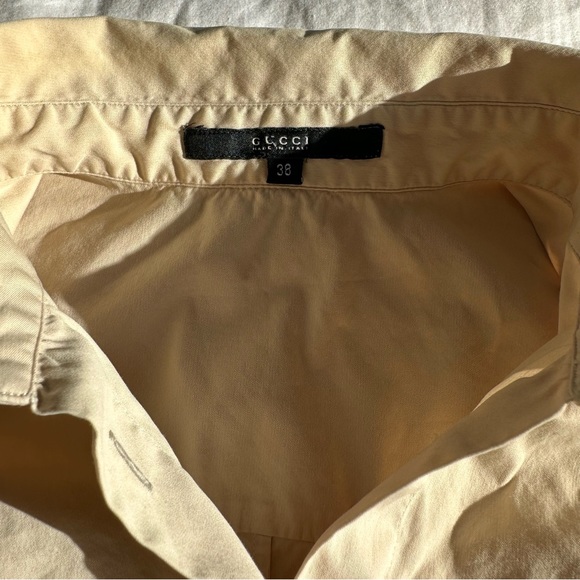 Authentic Vintage Gucci Classic Beige Fitted Style Button Down Shirt Size 38 - Picture 14 of 14